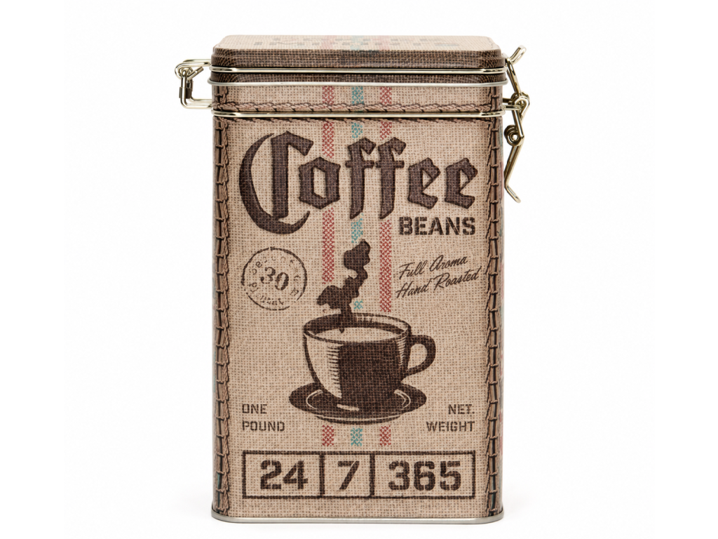 Plechová dóza s klipem Coffee Beans