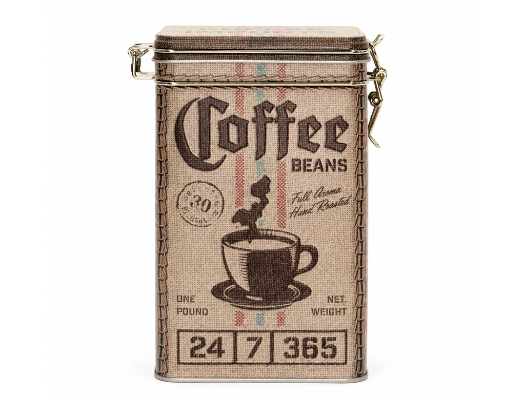 Plechová dóza s klipem Coffee Beans
