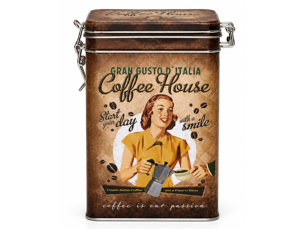 Plechová dóza s klipem Coffee House