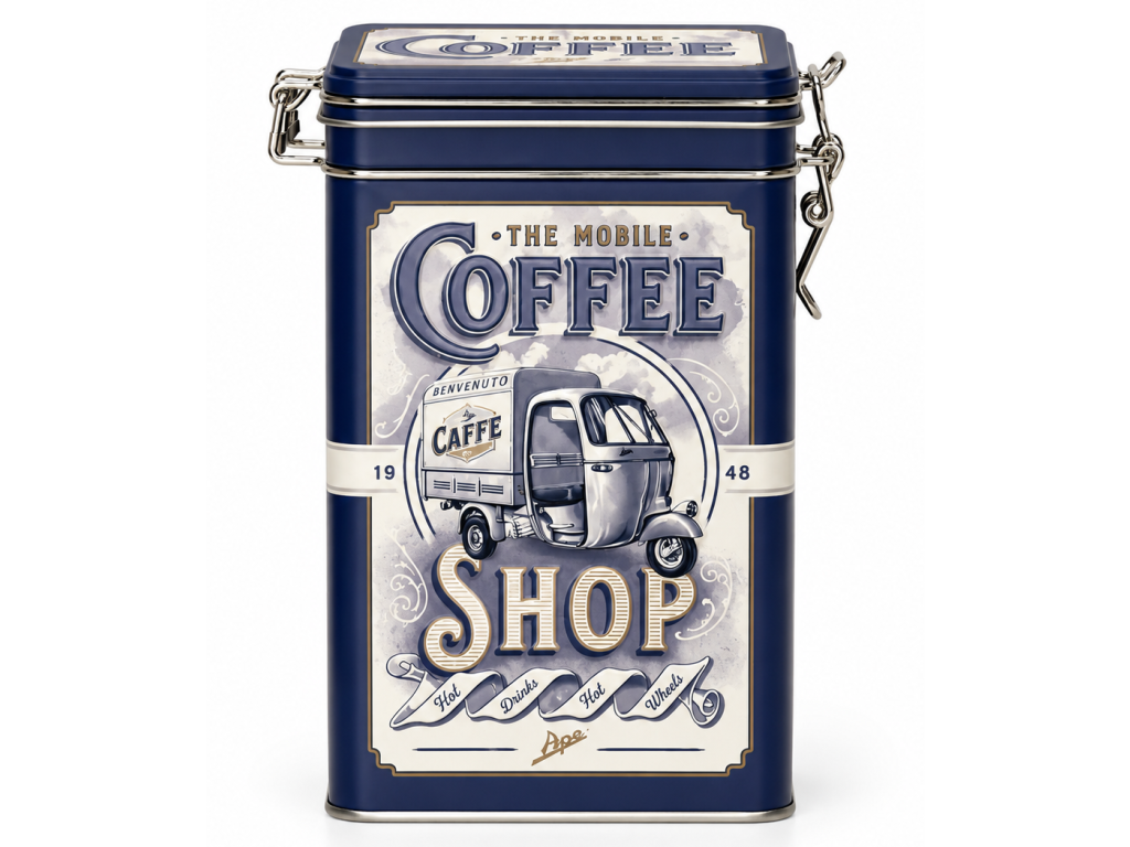 Plechová dóza s klipem Ape Coffee Shop