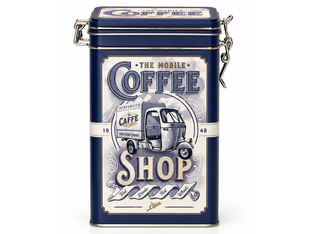Plechová dóza s klipem Ape Coffee Shop